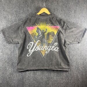 Youngla Gray Graphic Print T-Shirt Men's Short Sleeve Western Cowboy